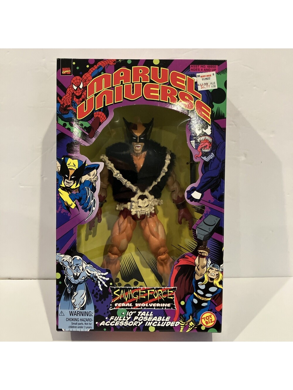 VINTAGE 1998 Marvel Universe SAVAGE FORCE FERAL WOLVERINE ToyBiz 10" Figure NEW